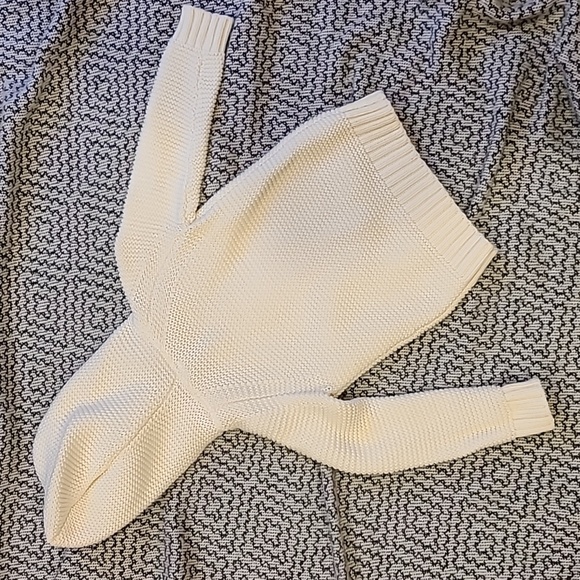 Gap Unisex Cream Wide Knit Hooded Sweater with Pockets Size 3 - Picture 4 of 4